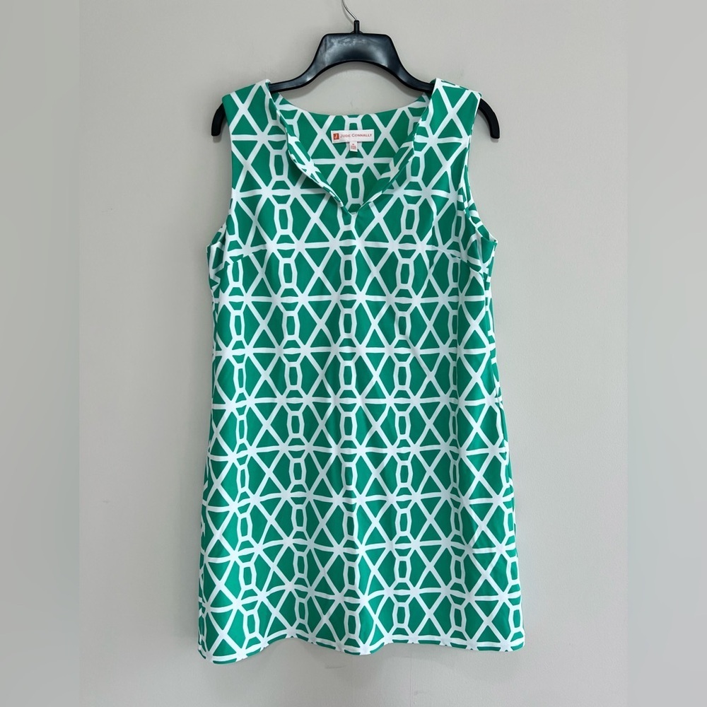Jude Connally ‘Carissa’ Geometric Jude Cloth Sleeveless Shift Dress, Green, M